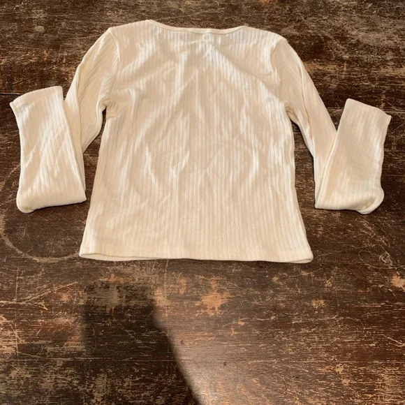 Stretchy Joe Fresh Off-White Ribbed Top - Picture 9 of 9